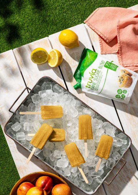 Peach Basil Lemonade Popsicles